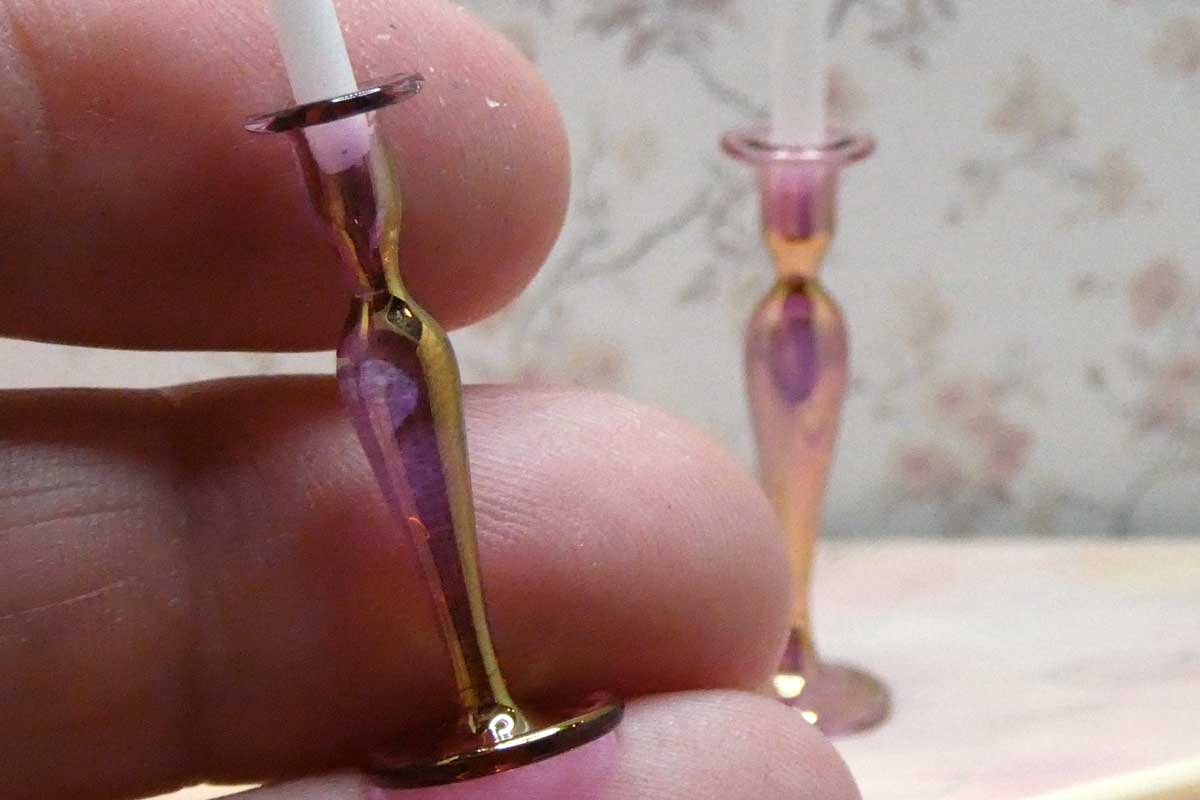 Glaslysestager i Cranberry glass (2stk) - Billede 3