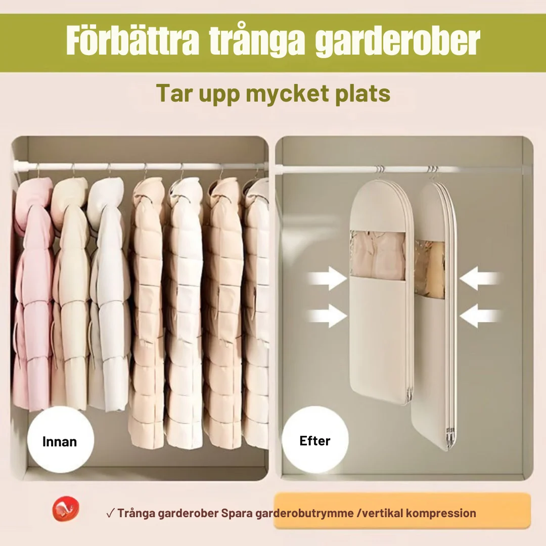 SpaceSaverBag™ | Pladsbesparende hængende tøjpose med selvkomprimerende lynlås - Billede 3