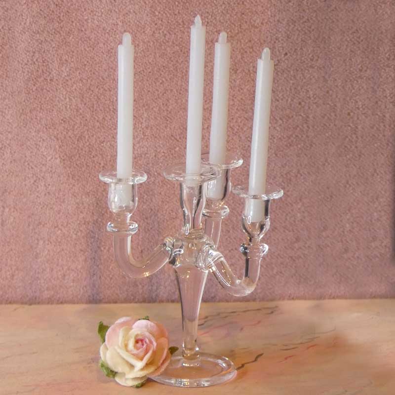 Kandelaber i glas (4 armet) - Billede 2