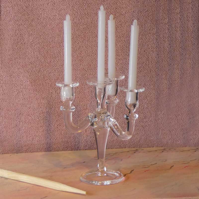 Kandelaber i glas (4 armet) - Billede 3