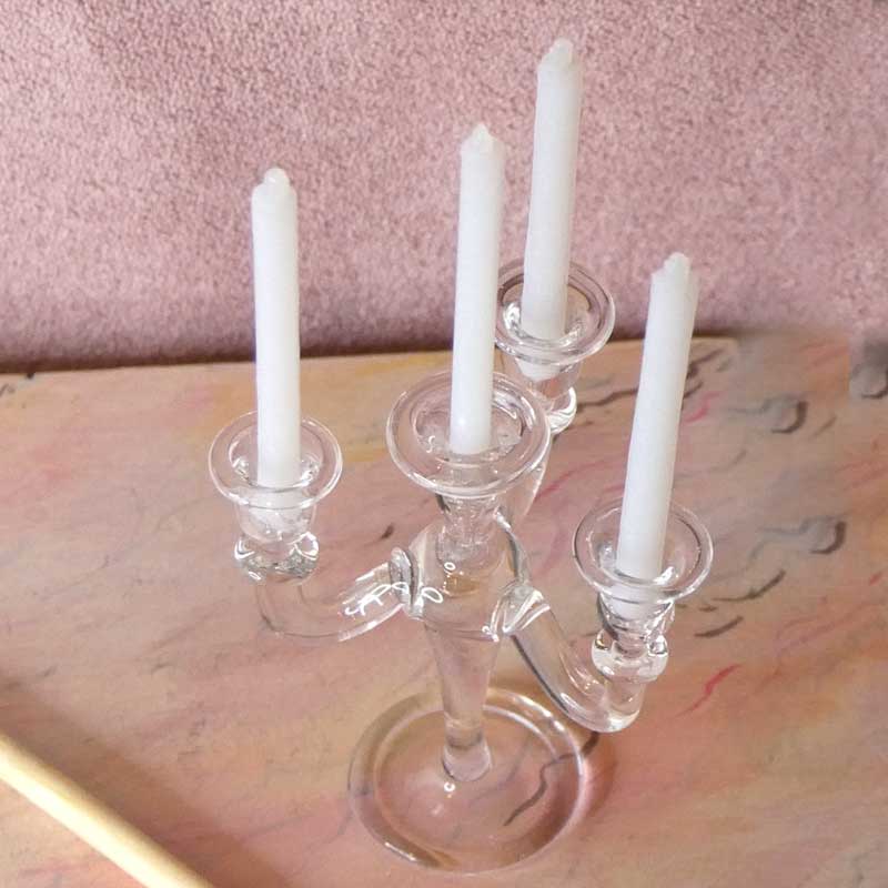 Kandelaber i glas (4 armet) - Billede 4