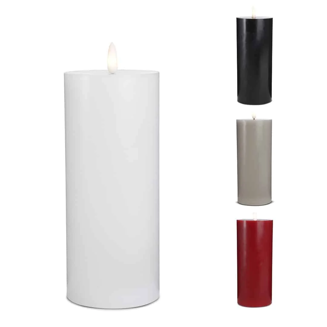LED Stearinlys -1 stk. - ø7,5 x 20 cm - m/3D flamme - (flere farver) - Billede 2