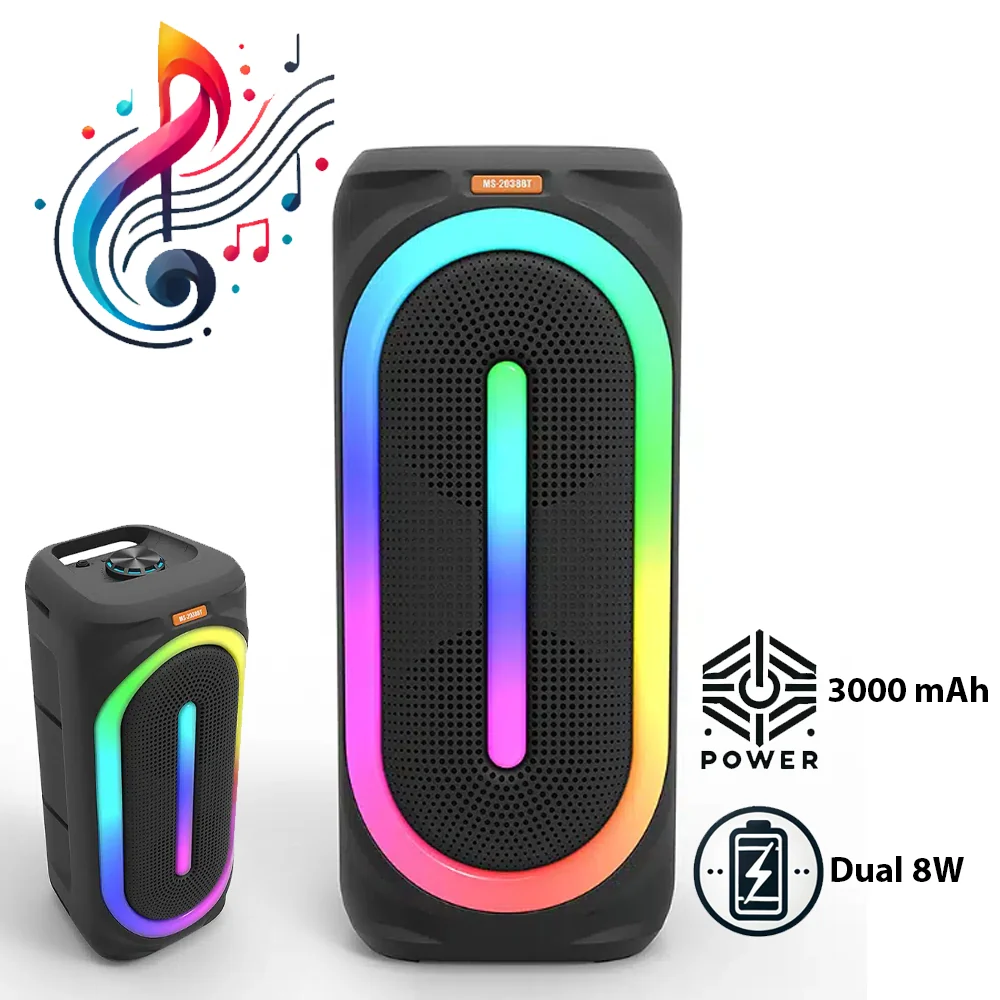Soundbox højtaler med bluetooth, RGB-lys, FM-radio og mikrofon (56 x 24 cm.) - Billede 2