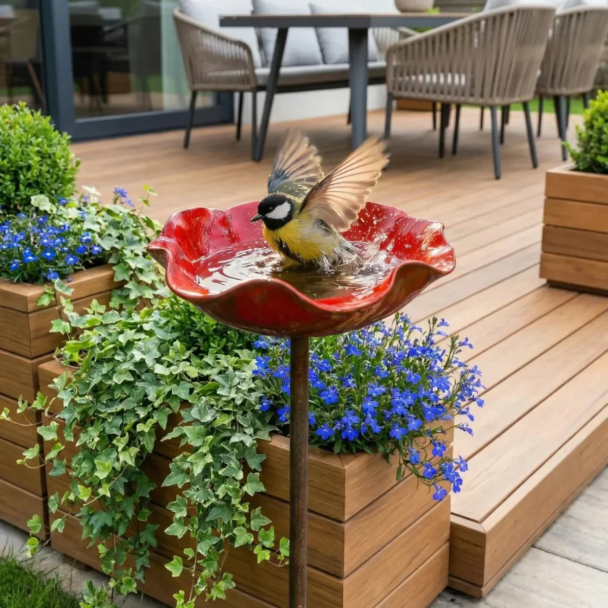 PetalHaven Garden™ – Have Fuglebad & Bestøver Vandstation - Billede 5