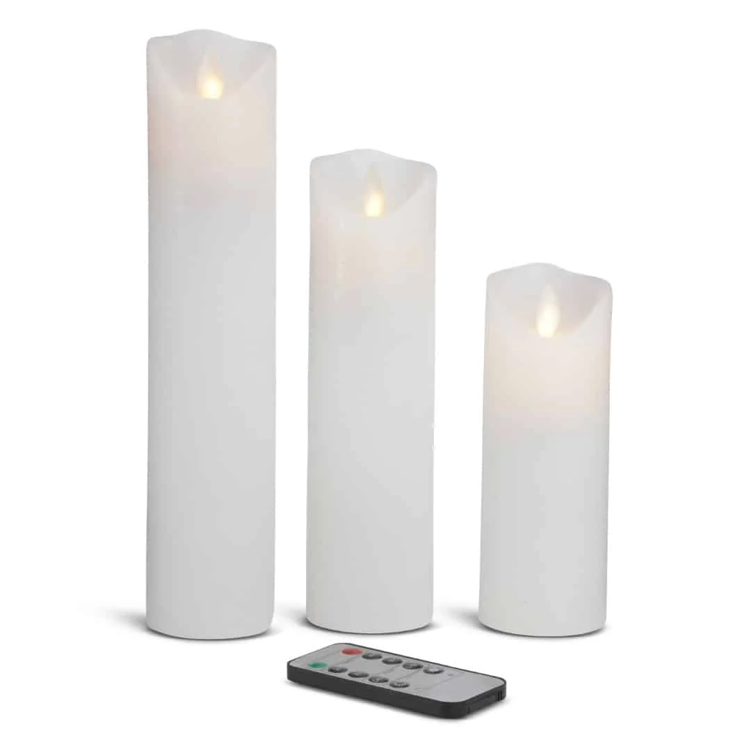 LED stearinlys - 3 stk. - 15/20/25 cm - m/3D flamme - (flere farver) - Billede 4