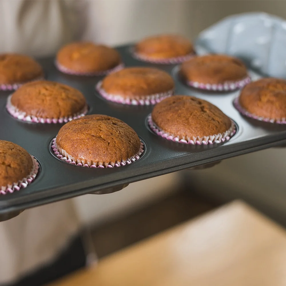 Muffinform (6 eller 12 stk.) i Sort Stål - bag Lækkerier med Lethed! - Billede 3