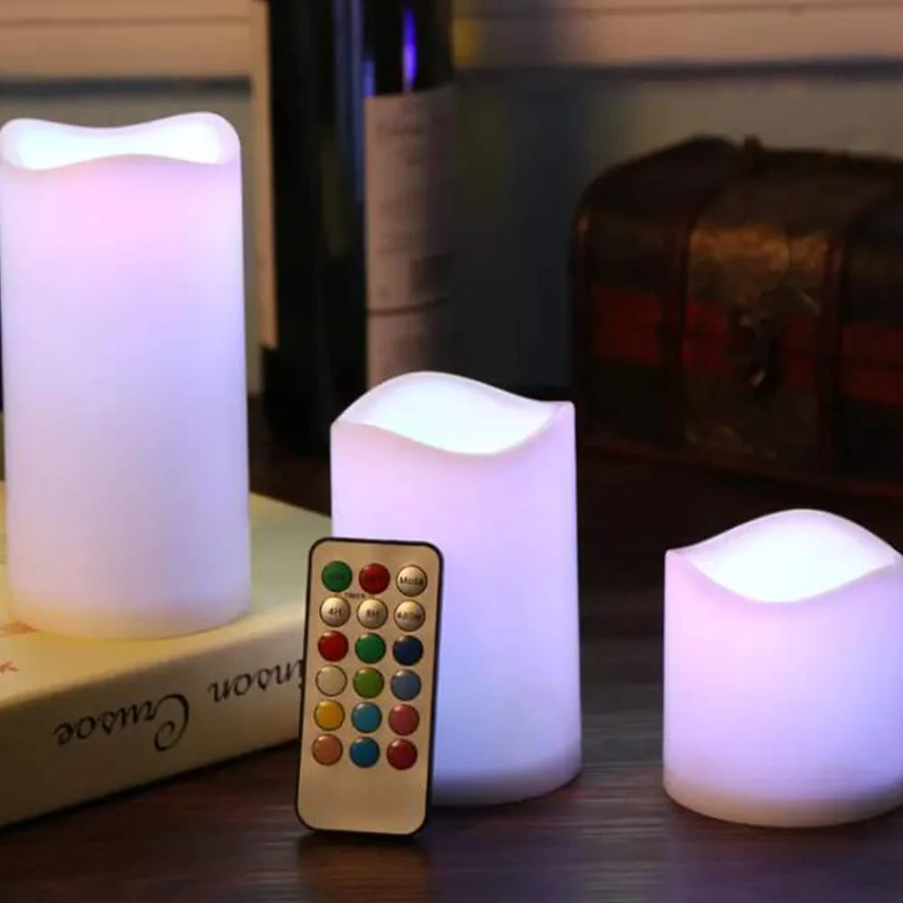 LED stearinlys - 3 stk. - 7.5/11.5/15 cm - m/fjernbetjening - m/farveskift - Billede 2