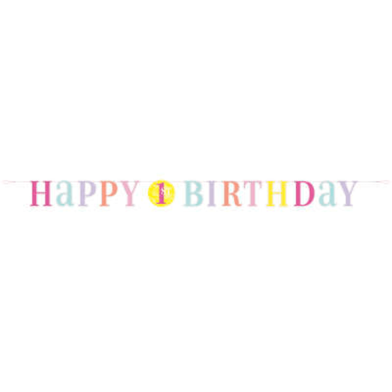 1-årsfest banner Happy 1st pink 182 cm - Billede 2