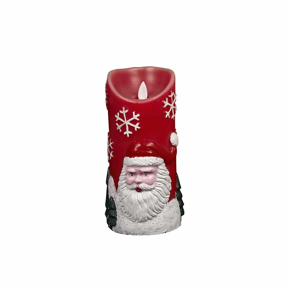 LED Stearinlys Julemotiv - Ø9 x 18 cm - (rød eller hvid) - Billede 4