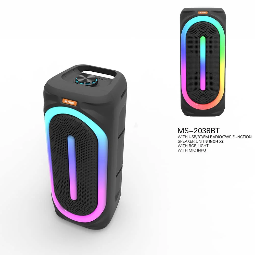 Soundbox højtaler med bluetooth, RGB-lys, FM-radio og mikrofon (56 x 24 cm.) - Billede 3